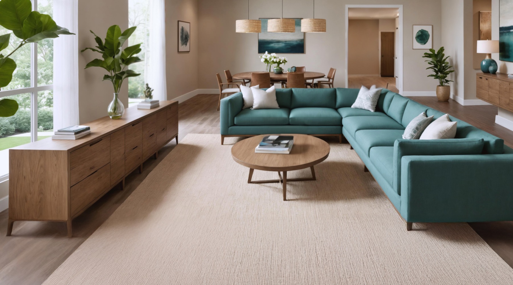 living room with easy to access spaces and ample lighting